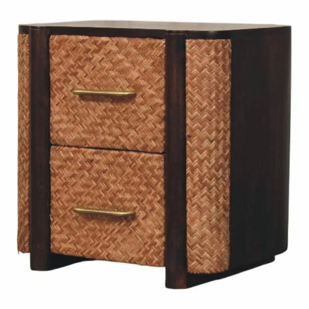 Night tables - Artisan Furniture Solid Wood Havana Canefront Drawers, 2 Drawers, Dark Brown - ARTISAN FURNITURE