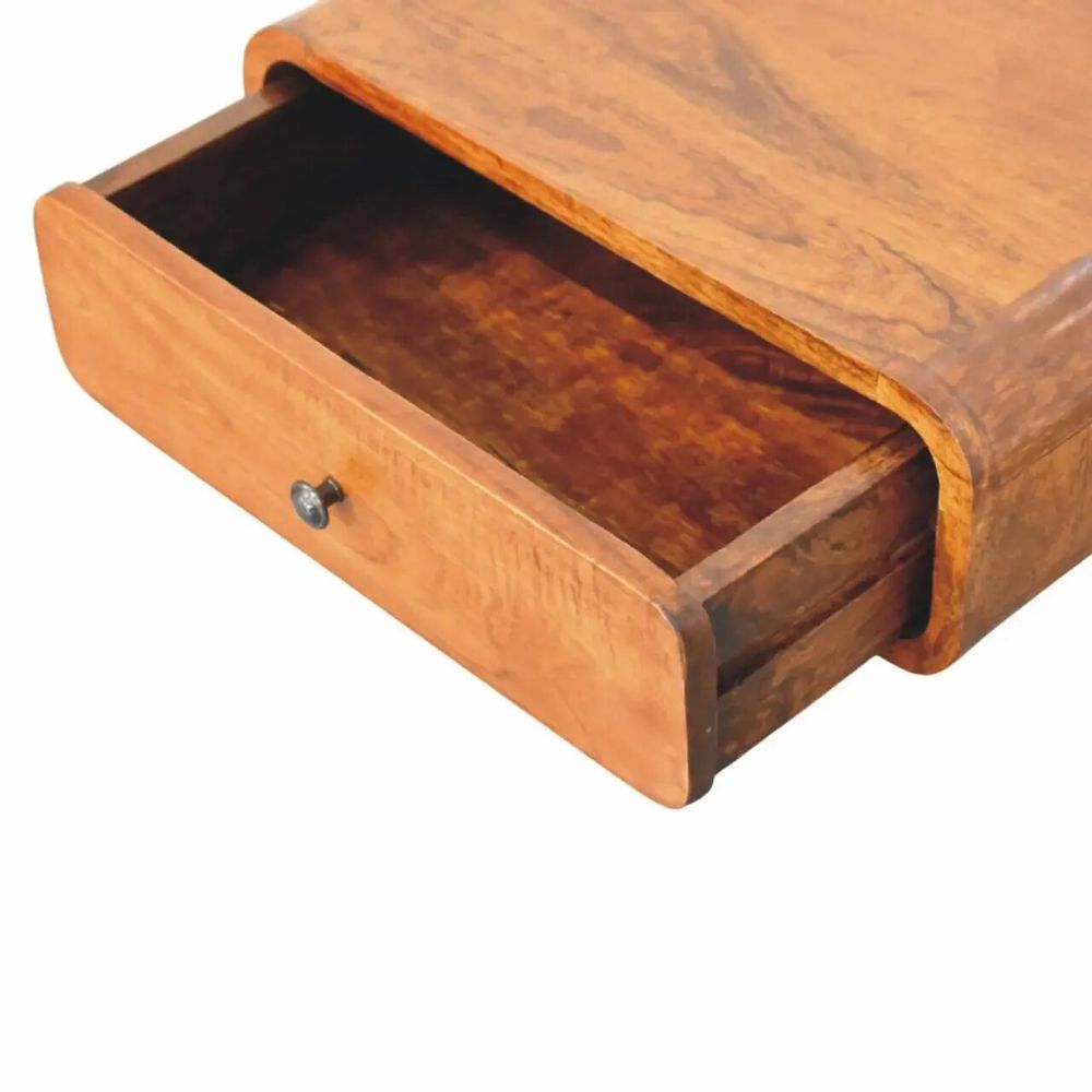 Night tables - Artisan Furniture Solid Wood Avora Wall-Mounted Chestnut 1 Drawer Nightstand, Dark Brown - ARTISAN FURNITURE