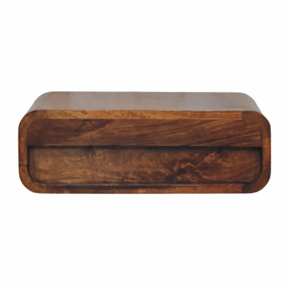 Night tables - Artisan Furniture Solid Wood Avora Wall-Mounted Chestnut 1 Drawer Nightstand, Dark Brown - ARTISAN FURNITURE