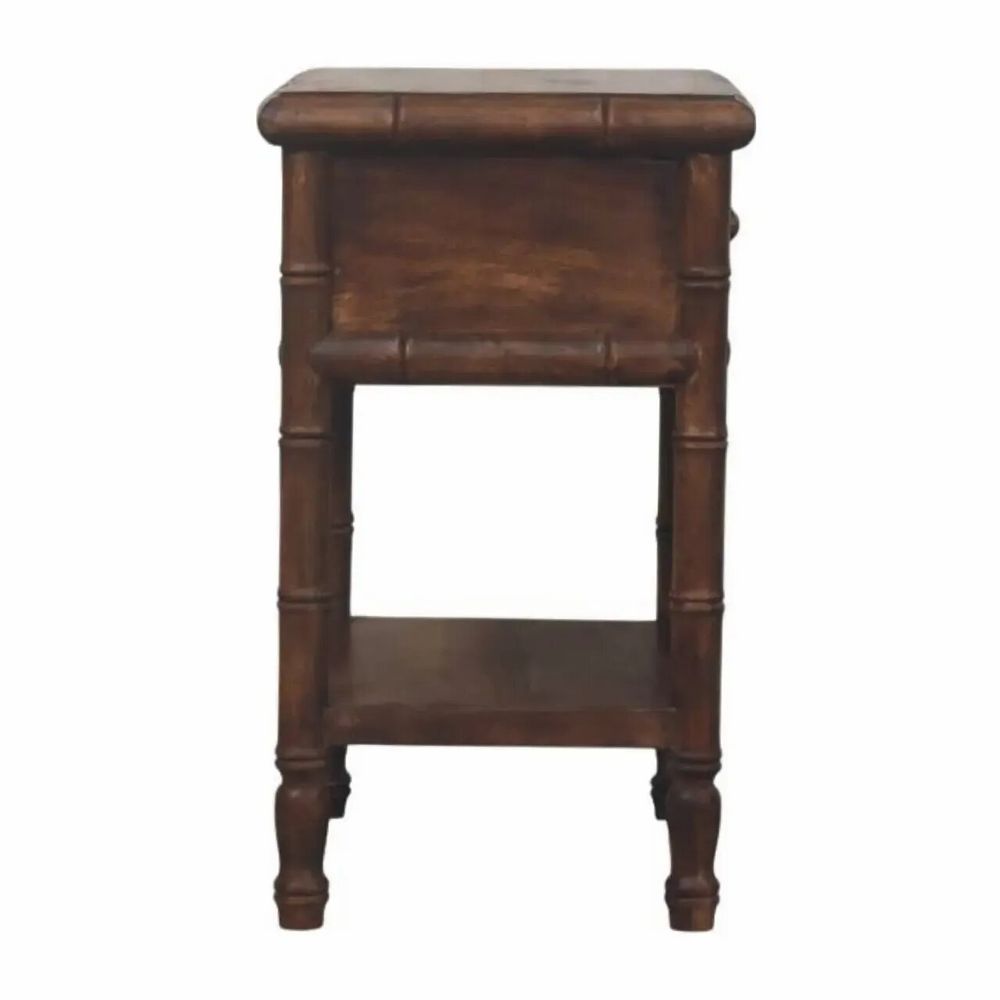 Tables de nuit - Artisan Furniture Table de Nuit Sculptée Bambou, 1 Tiroir, 1 Fente Ouverte, Marron - ARTISAN FURNITURE