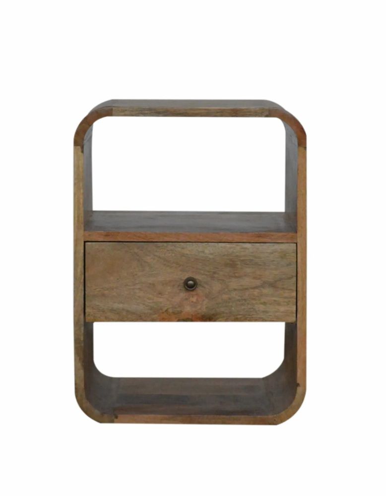 Night tables - Artisan Furniture Solid Wood London Nightstand, 1 Drawer and 2 Open Slots, Beige - ARTISAN FURNITURE