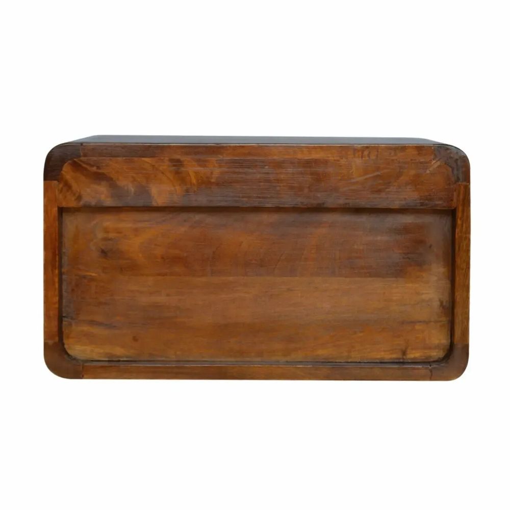 Tables de nuit - Artisan Furniture Table de Nuit Murale Courbe en Châtaignier, 1 Tiroir et Étagère Ouverte, Marron Foncé - ARTISAN FURNITURE