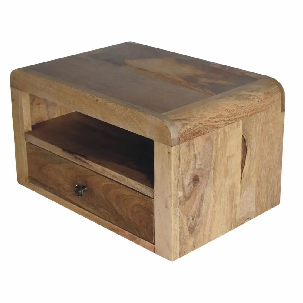Night tables - Artisan Furniture Solid Wood Chunky Floating Nightstand, 1 Drawer with 1 Open-Shelf, Oak-ish, Brown - ARTISAN FURNITURE