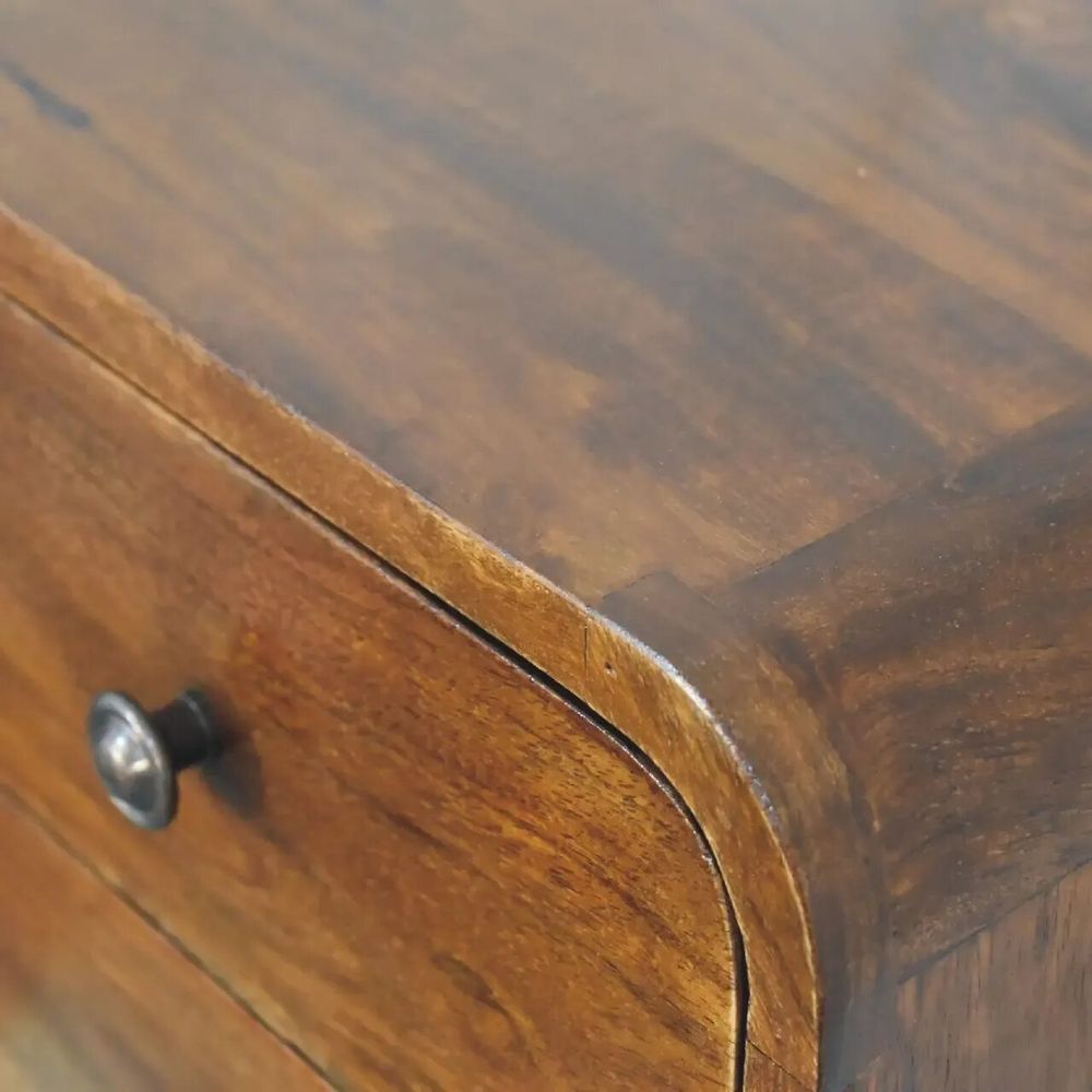 Night tables - Artisan Furniture Solid Wood Floating Mini Chestnut Nightstand, 2 Drawers, Dark Brown - ARTISAN FURNITURE