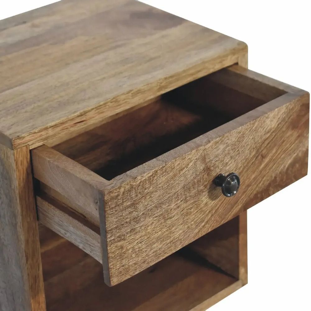 Night tables - Artisan Furniture Solid Wood Floating Mini Classic Nightstand, 1 Drawer and 1 Shelf, Brown - ARTISAN FURNITURE
