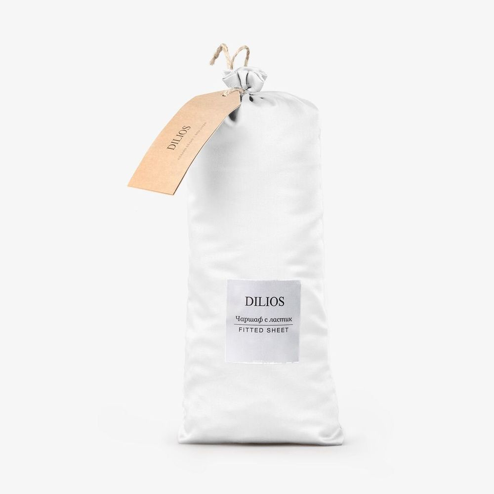 Linge de lit - Drap-housse en satin, 140x200x25, blanc - DILIOS