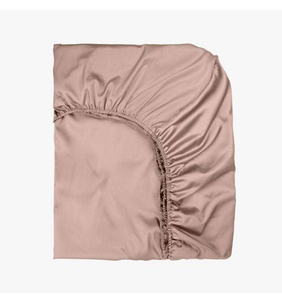 Linge de lit - Drap-housse en satin, 160x200x25, rose - DILIOS