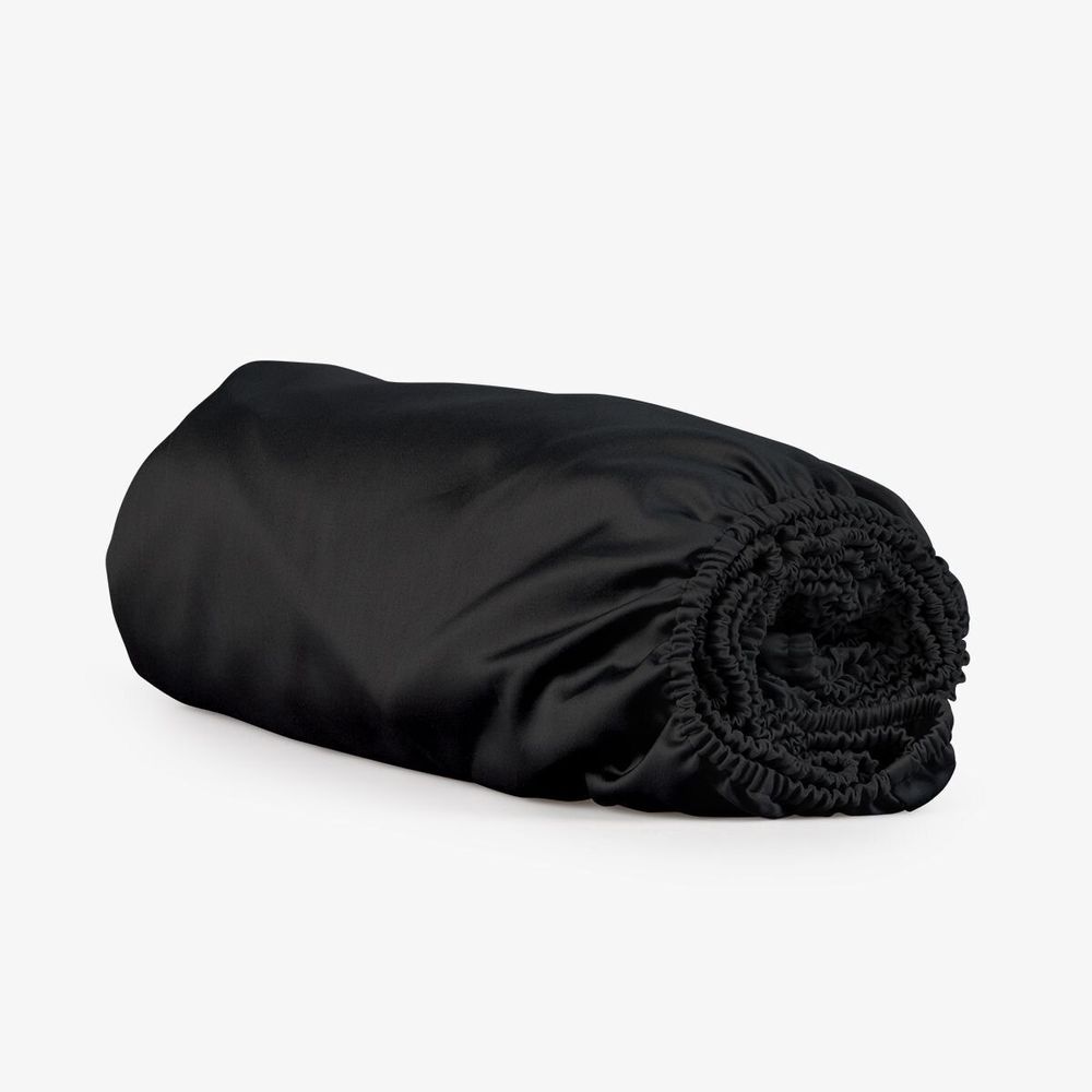 Bed linens - Sateen Fitted Sheet, 160x200x25, Black - DILIOS