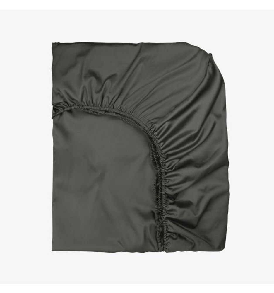 Linge de lit - Drap-housse en satin, 200x200x25, Smoky - DILIOS