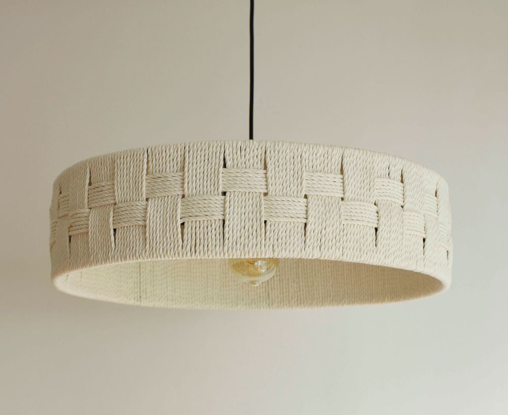 Design objects - TRAMAS. Woven Textural Cotton Ceiling Lamp - MONA PIGLIACAMPO . ATELIER SOL DE MAYO