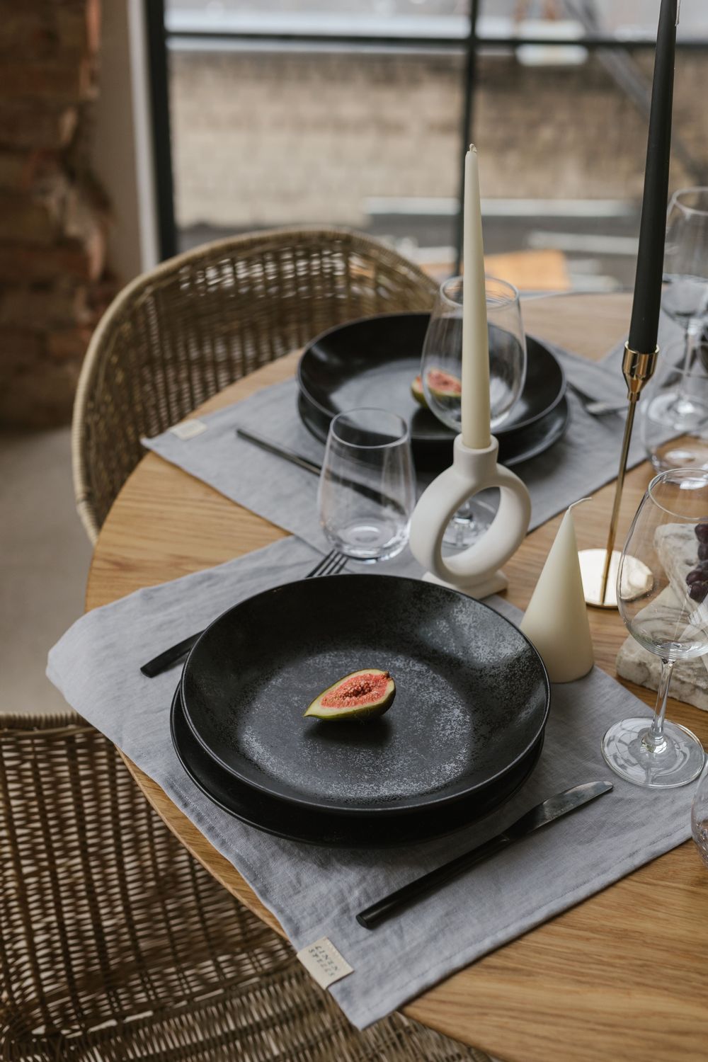 Light Grey Linen Placemats Table linen LINEN SPELLS Linen MOM