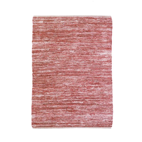 TAPIS SKIN - Powdery pink braided leather rug 190x290