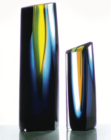 GALERIE CYRIL GUERNIERI PRÉSENTE MARCO MENCACCI - Verre sommerso océan, jaune et cristal transparent