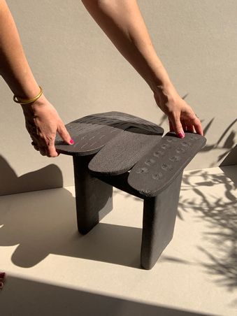 LAETITIA PERRIN STUDIO - Pépites charcoal ceramic stool