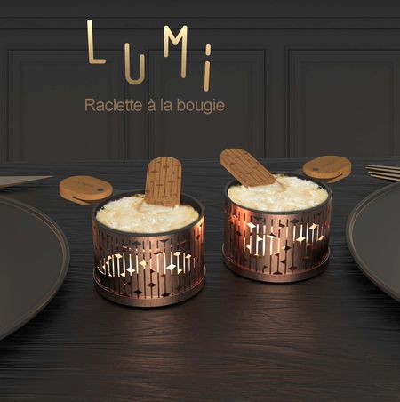 COOKUT Lumi Raclette Heated by Candle, Black, Set of 4